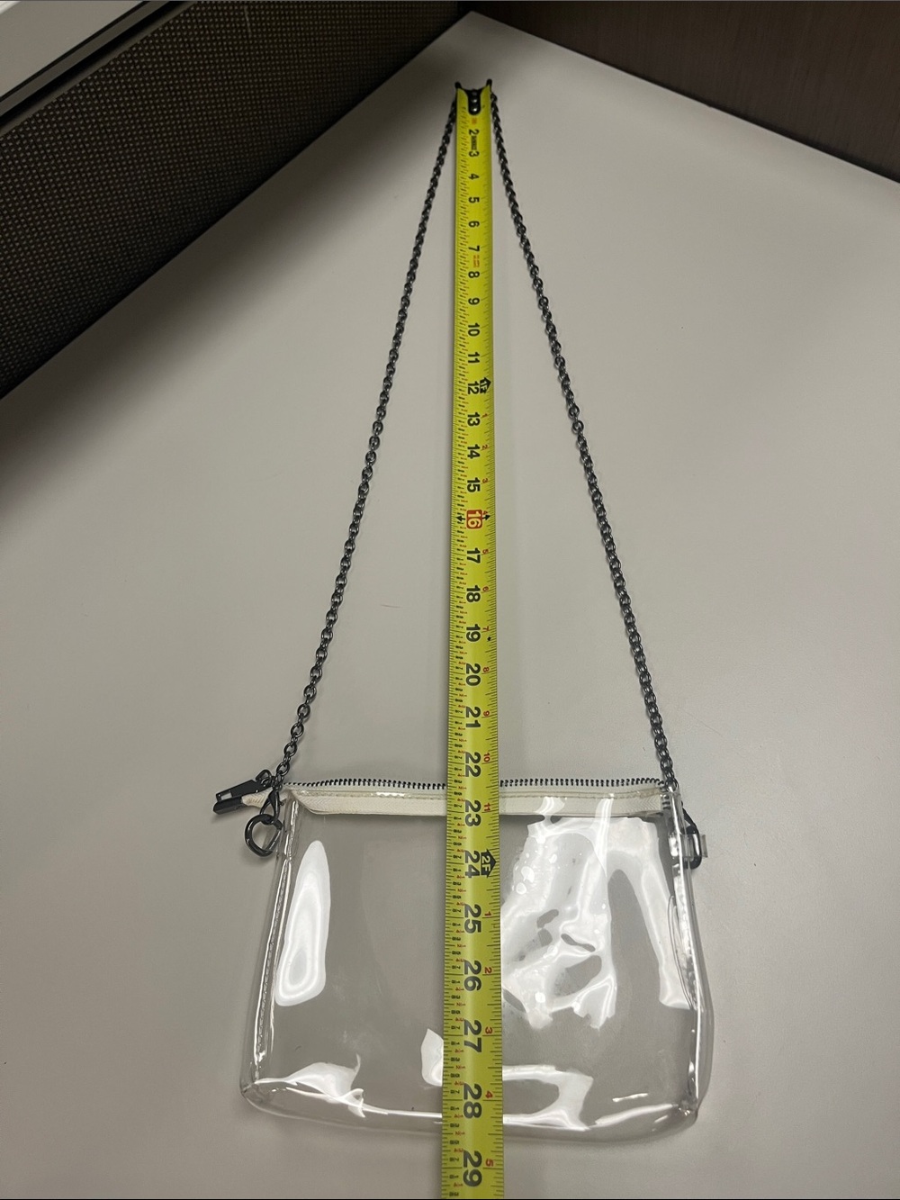 Source Unknown Clear PVC Crossbody with White Trim and Silver Chain - Picture 2 of 7